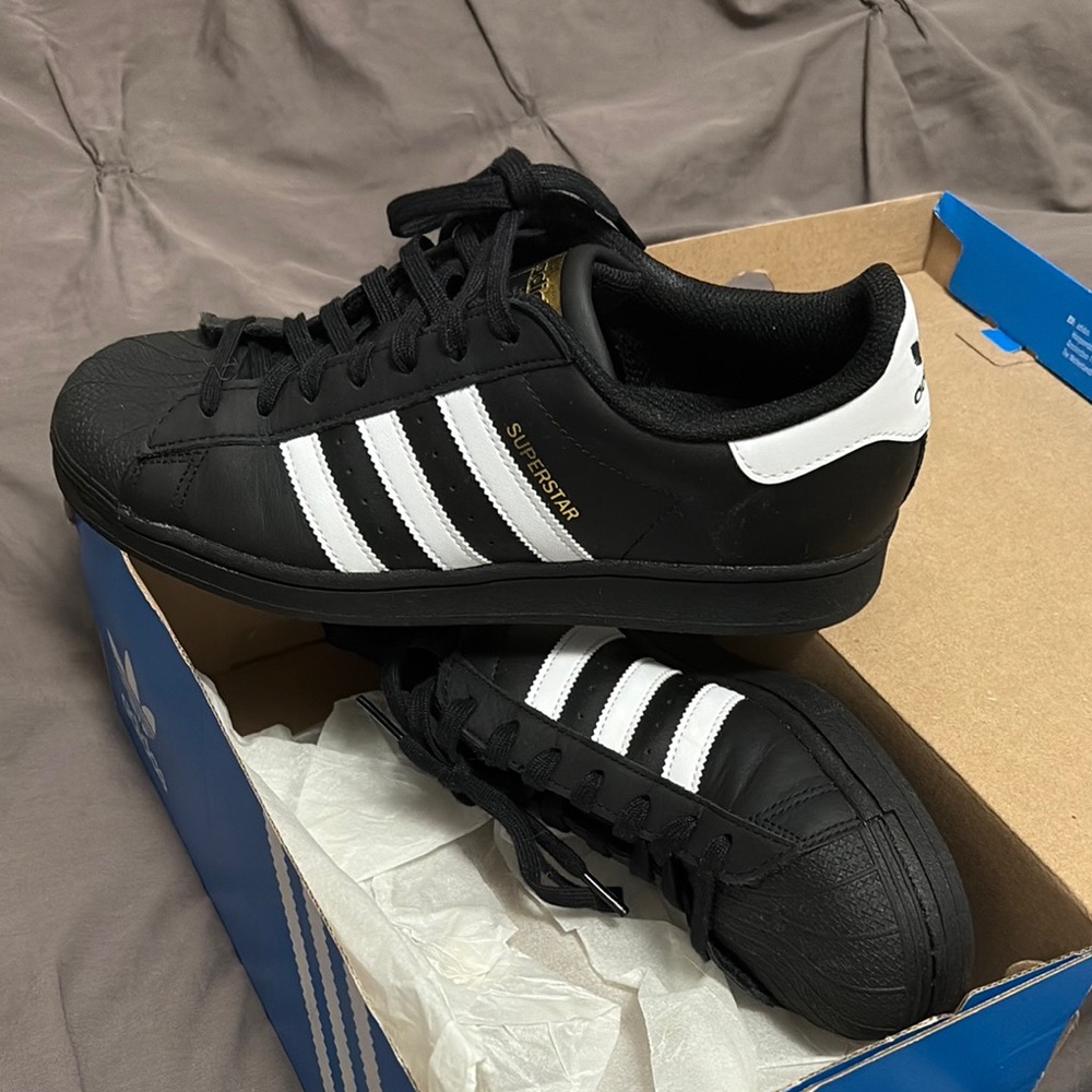 Adidas Superstar Black with White Stripes